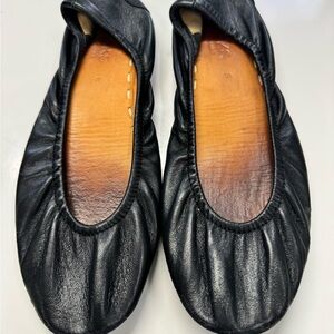 Black Leather Ballet Flats